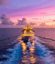 海上游轮日落航行景象3953#横屏 