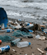 海滩上的垃圾污染景象13555#横屏 