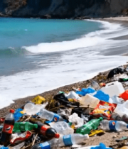 海滩上的塑料垃圾堆积(2)8745#横屏 