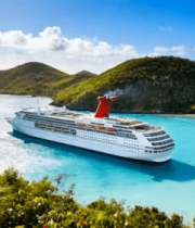 海上游轮航行于海岛旁5298#横屏 