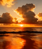 海上日落天空云彩景观7185#横屏 