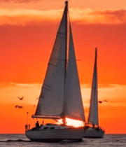 海上日落时分的帆船景观14862#横屏 