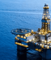 海上石油钻井平台航拍画面12612#横屏 