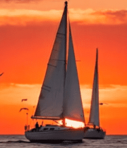 海上日落时分的帆船景观14862#横屏 