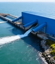 海上蓝色水电站俯瞰画面4117#横屏 