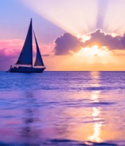 海上日落时的帆船11093#横屏 