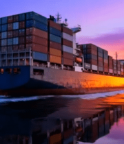 海上集装箱货轮日落景象(1)5424#横屏 