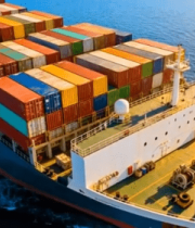 海上集装箱货轮俯拍画面8482#横屏 