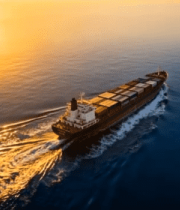 海上货轮夕阳航行画面4700#横屏 