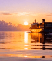 海上集装箱货轮日落景象(2)7618#横屏 