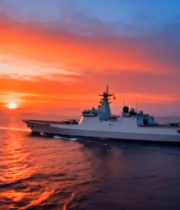 海上军舰日出航行场景3191#横屏 