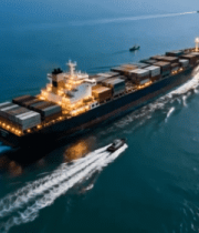 	 海上集装箱货轮航行全景5820#横屏 