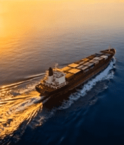 海上货轮夕阳航行画面4700#横屏 