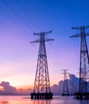 海上高压输电塔黄昏景象11188#横屏 