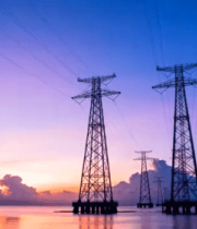 海上高压输电塔黄昏景象11188#横屏 