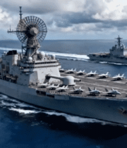 海上航行的航空母舰素材(1)13341#横屏 