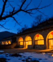 乡村窑洞夜景带积雪场景14658#横屏 