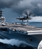 	 海上航空母舰与飞行战机10356#横屏 
