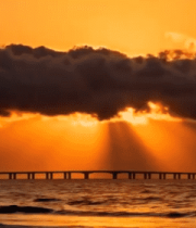 海上大桥夕阳风景6387#横屏 