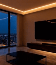 现代客厅落地窗城市景观1278#横屏 