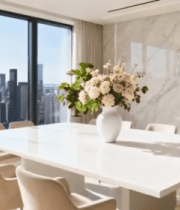 现代室内带城市景观的餐桌场景8911#横屏 