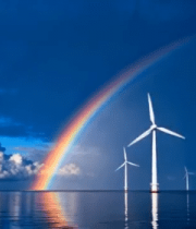 海上风力发电场与彩虹景观5966#横屏 
