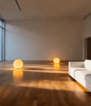 现代室内客厅沙发与球形灯场景13712#横屏 