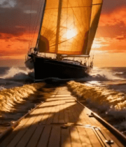 海上帆船日落全景9858#横屏 