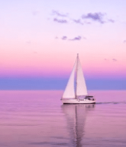 海上帆船日落景色30#横屏 