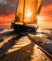 海上帆船日落全景9858#横屏 