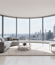 现代客厅全景与城市景观素材8754#横屏 