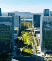 现代化写字楼群航拍全景11595#横屏 