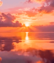 海面日落天空云霞景观12374#横屏 