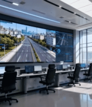 现代化监控室大屏与办公设备11511#横屏 