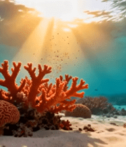 海底珊瑚与鱼群阳光照射画面4527#横屏 