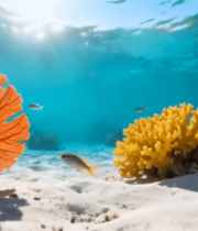 海底珊瑚与鱼群景象5608#横屏 