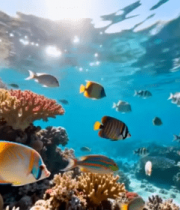 	 海底珊瑚礁与鱼群景象(3)9391#横屏 