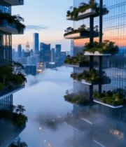 现代高楼绿植景观城市风光8918#横屏 