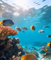 海底珊瑚礁与鱼群景象(3)9391#横屏 