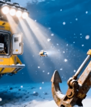 海底黄色潜水设备作业画面1463#横屏 