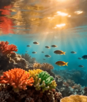 	 海底多彩珊瑚与鱼群景观10619#横屏 