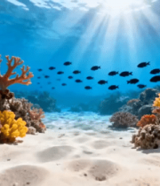 海底珊瑚礁与游动鱼群(1)11357#横屏 