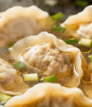 锅中烹煮的饺子特写8917#横屏 