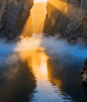 峡谷河流日出美景9021#横屏 