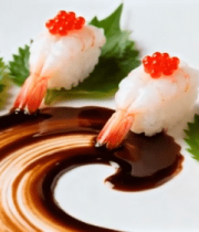 虾寿司摆盘特写5812#横屏 