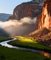 峡谷河流自然风光全景(2)5860#横屏 