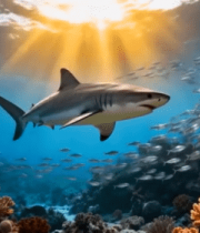海底鲨鱼与鱼群珊瑚景象6955#横屏 