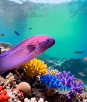 海底多彩珊瑚与鱼群素材6690#横屏 