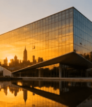 现代玻璃建筑夕阳全景12941#横屏 