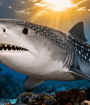 海底鲨鱼与鱼群共游景象14732#横屏 